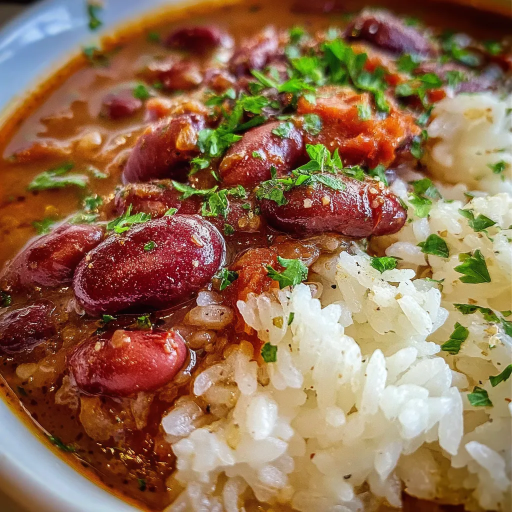 Popeye's Style Red Beans and Rice with Smoky Andouille and Creole Seasonings